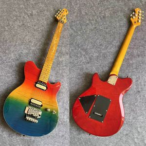 Ernie Ball Music Axis Electric Guitar Rainbow Renk Çift Sarsıntı Vibrato Sistemi Profesyonel Gitar