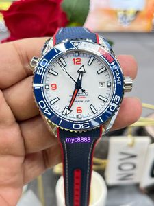 VSF America's Cup Anıtı Saati 43.5mm 8900 hareketli üç renkli seramik yüzük kadran Sapphire Cam Ayna Kauçuk Bant