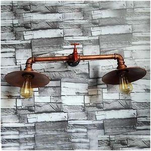 Duvar lambası 2023 Retro Demir Endüstriyel Su Borusu Vintage Loft Sconce Yaratıcı Lambaların Yanında E27 Edison Ev Işık Fikstür Damlası Teslim Dhos5