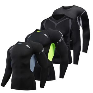 Spor Salonu Fitness T Shirt Erkek Uzun Kollu Yaz Boks Jersey Legging Erkekler Rashguard Sıkıştırma Pantolon Hızlı Kuru Sıkı T-Shirts Erkekler 240428