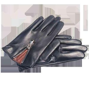 İtalyan Men039s Deri Eldiven Çıplak Dokunmasız Dokunmasız Dokunmasız Drive Moda Fermuarı Black1498603