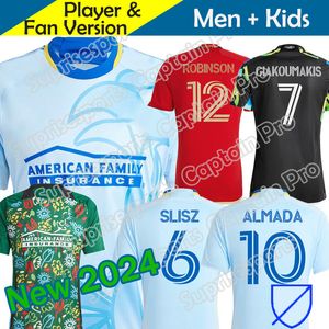 2023 2024 Atlanta United Fc Futbol Formaları Çocuk Erkekler 23/24 Futbol Gömlek Uzakta Açık Mavi Ev Kırmızı Siyah 17s 'Kit Üçüncü 3. Giakoumakis Almada Maillot de Foot