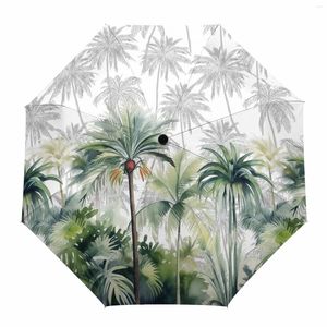 Şemsiye yaz tropikal palmiye ağaçları otomatik şemsiye seyahat katlanır katlanır taşınabilir parazol rüzgar geçirmez