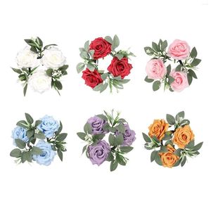 Dekoratif Çiçekler Sütun Mum Yüzük Çelenk Tutucu Süslemeleri Sevgililer Günü için Rustik Boho