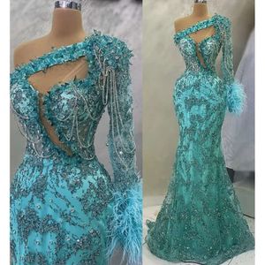 Ebi Crystals Beaded April Aso Prom Dress Mermaid One Shoulder Evening Formal Party Second Reception Birthday Engagement Gowns Dresses Robe De Soiree Zj5818 es