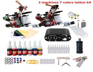 Kit de armas de tatuagem completa para fonte de alimentação para iniciantes Tintas de agulhas Pistolas de arte de corpo pequeno conjunto de maquiagem permanente7696840