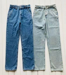 Moda yaz kadın denim kot pantolon rendelenmiş yırtık tasarım ebroidery gündelik koyu mavi düz gündelik kot pantolon Asya boyutu 25-30