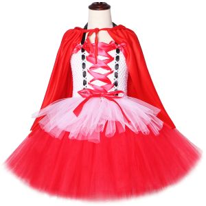 Elbiseler Kırmızı Binicilik Davlumbazları Çocuklar İçin Elbiseler Çocuklar Noel Cosplay Costume Cadılar Bayramı Karnavalı Tutu Elbise Pelerin 112 Yıl