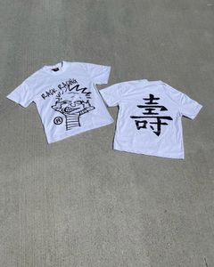 Camisetas masculinas Camisas góticas Padrão abstrato gráfico de moda casual de manga curta Tops Camisa de grandes dimensões Harajuku punk streetwear