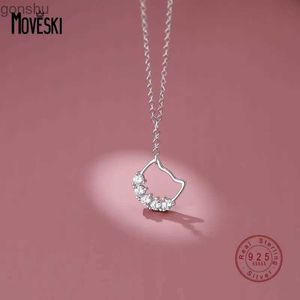 Kolye Kolyeler Moveski 925 STERLING Gümüş Japon Sevimli Hayvan Kedi Zirkon Kolye Kolye Kadın Moda Doğum Günü Giftswx