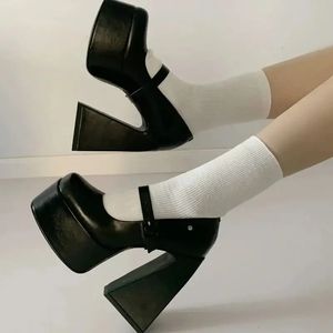 Super High Heel Women Shoes Platform Женская обувь Mary Jane обувь густо