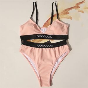 Tasarımcı Kadın Mayo Bikinis Moda Mektubu Yüksek Bel Mayo Seksi Lady Split Bikini tatil için