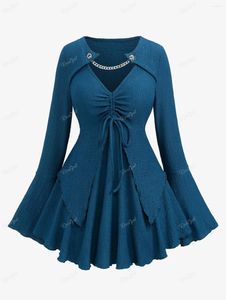 Женские футболки T Rosegal Deep Blue Flare Flare Texturet Fortured Fortust