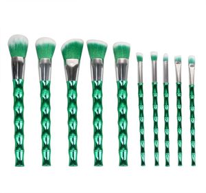 Ismine 10 PCS Yeni Ucuz Moda Makyaj Fırçaları Yeşil Bambu Şekilli Makyaj Fırçaları Kozmetik Fırçalar Araçlar Set Kit5781571