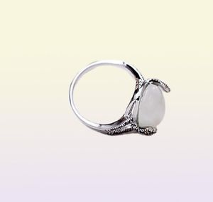 Yeni 925 Gümüş Basit Opal Ladies Retro Punk Ring Ring Fit Fit Kübik Yıldönümü Mücevherleri Noel Hediyesi Hediyesi6519515