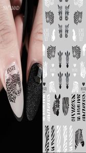 Наклейки наклейки 1 лист Lion Zebra Nail Sticker Leopard Art Arte Decorations Animal Pattern7239902