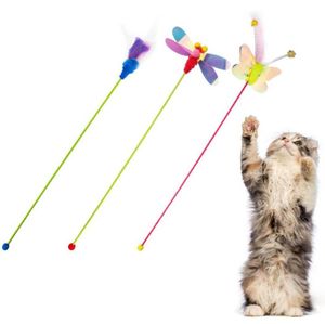 Cat Toys Plastic Pet Toy Wand Смешная дракона морковная бабочка для ловца, интерактивная для кошек Kitten7925298