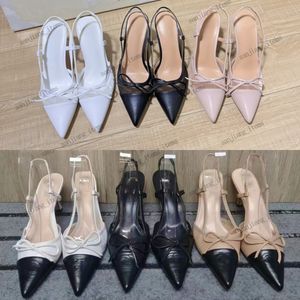 Двухцветный кепку для боковых насосов Slingback Sandal Women Женщины летние шпильки котенок туфли для туфли золотые цепные бусины с шипами C Новые сандалии сандалии сетки Mary Jane Ballts Flats