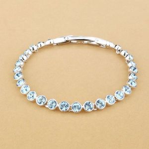 Браслет Swarovski Designer Женщины Оригинальный качественный роскошный модный браслет простые теннисный браслет персонализированный круглый кнопка однояжное бриллиантовое браслет