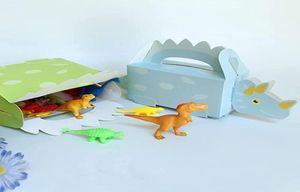 Dinozor Partisi Favor Treat Boxes Candy Hediye Sarma Çocuk Kız Çocuk Doğum Günü Dinotik Dekorasyonlar Mavi Green3915648