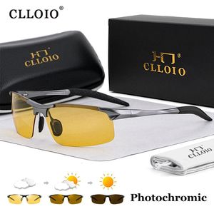 Clloio Top Antiglare Günü Gece Görme Gözlükleri Erkekler Sürüş Polarize Güneş Gözlüğü Alüminyum Kısırsız Pokromik Binicilik Goggles UV 240417
