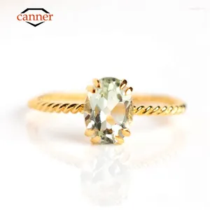Cluster Rings Canner Luxury S925 Серебряное серебро оливковое зеленое хрустальное обручальное кольцо для женщин свадебная вечеринка прекрасные украшения подарки