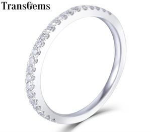 Transgem 14K 585 White Gold Half вечность свадьба с 23 частями Moissanite Каменное обручальное кольцо для женщин Y190612039063966