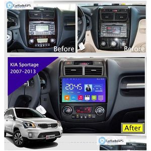 Car DVD DVD-плеер Android 10 Car GPS Navigation для Kia Sportage 2007 2009 2009 2010-2013 9-дюймовый голов SN Mtimedia Системный радио D DH4KV