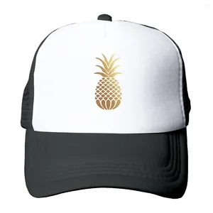 Tappi sfera di ananas oro oro cappelli da baseball unisex in rete regolabile in schiuma estiva in schiuma traspirante per camionista sport camion