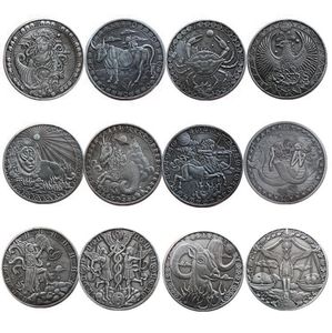 Prop Money American Antique Challenge Coin Dış Ticaret Hatıra Coin Özel 12 Takımyıldızı Seti Kabul Kaplamalı Antik Silv6580753