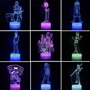 3D Anime Night Light One Piece фигура Luffy Team Zoro Nami Usopp Sanji Robin Brook Led 3d Night Lamp для детей Kid Dist Toys 28932608