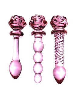 Новейшие 3 стиля Red Rose Dilatador Anal Dildo Beads Buck Plug Glass Sexyo Toys Buttplug Sexy For Men Toy4997088