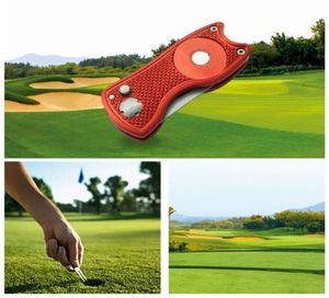 Golf topu alet perdesi ile katlanabilir golf pitchfork groove temizleyici eğitim yardımcıları aksesuarlar yeşil fork4816424