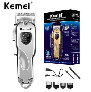 Epacket Kemei KM-2010 Profesyonel Kablosuz Saç Kesici Berber Clipper 4 Kol Bıçak Ayarlaması LCD Ekran Salonu5056048