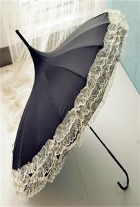 Şemsiye yağmur kadın moda 16 kaburga dantel pagoda parasol prenses longhandle şemsiye rüzgar geçirmez güneşli ve yağmurlu4468576