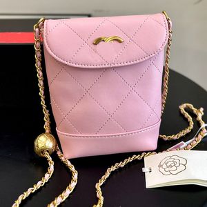 Moda yaratıcılık deri zil kadın kadın lüks clamshell kova çanta altın top zinciri bağlantı metal tek zincirli tek omuz crossbody koltuklu telefon çantası tasarımcı çanta