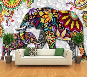 3D стены бумаги дома декор Таиланд слоны роспись обои для гостиной спальни телевизор Фоновые стены Папель де Парде 3D13552372