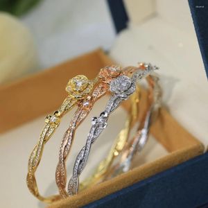 Bangle Rose Camellia Garland в трех вариантах цвета инкрустации циркона блеска нежные годовщины подарки