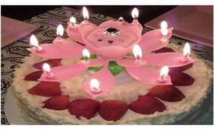Musical Birthday Candele Birthday Topper Decoration Magic Lotus Flower Candles Blossom Ruota1169935