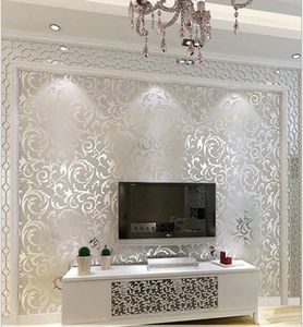 3D Avrupa Su Geçirmez Oturma Odası Duvar Kağıdı Yatak Odası TV Backgroumd of Wall Paper Roll Gümüş Renk Duvar Sticker9879043