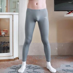 Kadın Külotları Erkek Uyku Buz İpek Fitness Sıkı Tayt Pantolon Seksi Sissy Bugle Pouch Slainwear Lounge Wear Slip Homme Pantolon 3xl