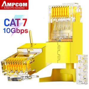 Разъем Ampcom Cat7 RJ45 с нагрузочной стержней двух частей костюма 10 Гбит / с STP модульной штекер STP для Cat7 Cat6a 23-26AWG Экранированный кабель Ethernet 240430