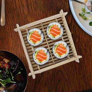 Akşam yemeği setleri Japon Soğuk Erişte Plaka Tepsisi Sofra Takım Bambu Mat Sobo Dikkat Depolama Tabağı Sushi Restoran Restoran
