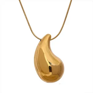 2024 Лидер продаж, модное ожерелье из желтого золота 14 карат с большими каплями воды, водостойкое модное стильное подвесное ювелирное изделие высокого качества, бижутерия