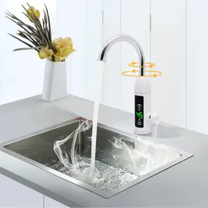 Mutfak Muslukları 3000W Anında Sıcak Elektrik Musluğu 360 ° Dönme Sürekli Isıtıcı 220V Banyo için