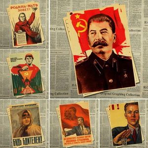 Resimler Sovyetler Birliği CCCP ev duvar dekorasyonu Retro Poster Sticker İkinci Dünya Savaşı Dekorasyonu