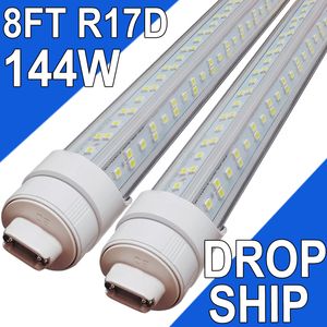 R17D HO 8FT LED Bulb - Rotate 6500K Daylight 144W, 14500LM, 250W Equivalent F96T12 DW HO, Clear Cover, T8 T10 T12 Replacement, Offices Dual-End Powered Ceiling usastock