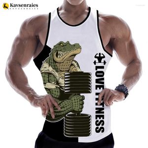 Erkek Tank Tops Timsah Aşk Fitness 3D Spor Salonu T-Shirt Hayvan Mektubu Baskı Yelek Erkekler Yaz Vücut İnşa Sokak Giyim Kolsuz Gömlek