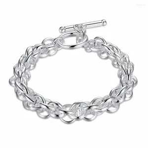 Offerte sui braccialetti con ciondoli Catena tonda standard alla moda in argento sterling per serrature Regalo di compleanno da uomo