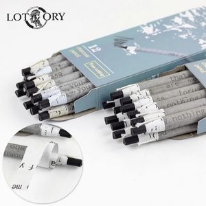 Lotory 12pcs/set çekme çizgisi kömür kalem yumuşak/orta çizim kalemleri karbon çizim kalem ücretsiz kesme sanat malzemeleri staionery 240118